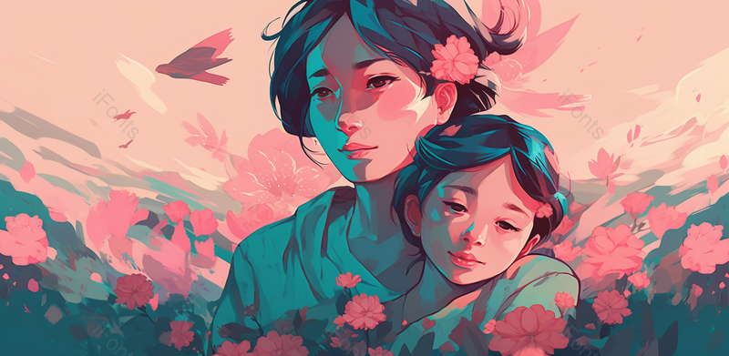 幸福陪伴母亲节背景,插画/手绘图,插画/手绘图库,插画/手绘图下载,插画/手绘